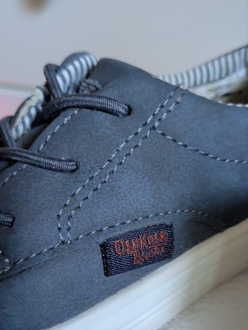 OshKosh B'gosh Navy and White Kids Lace-Up Sneakers - Picture 5 of 7